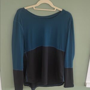 Irideon Teal and Black Long Sleeve Women's Top for Horseback Riding or other